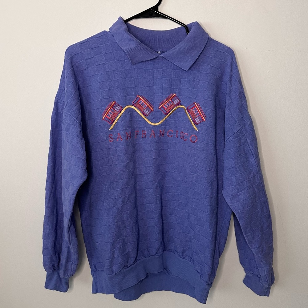 Vintage 80s San Francisco Trolly Sweatshirt Size XS Fits up to Large
